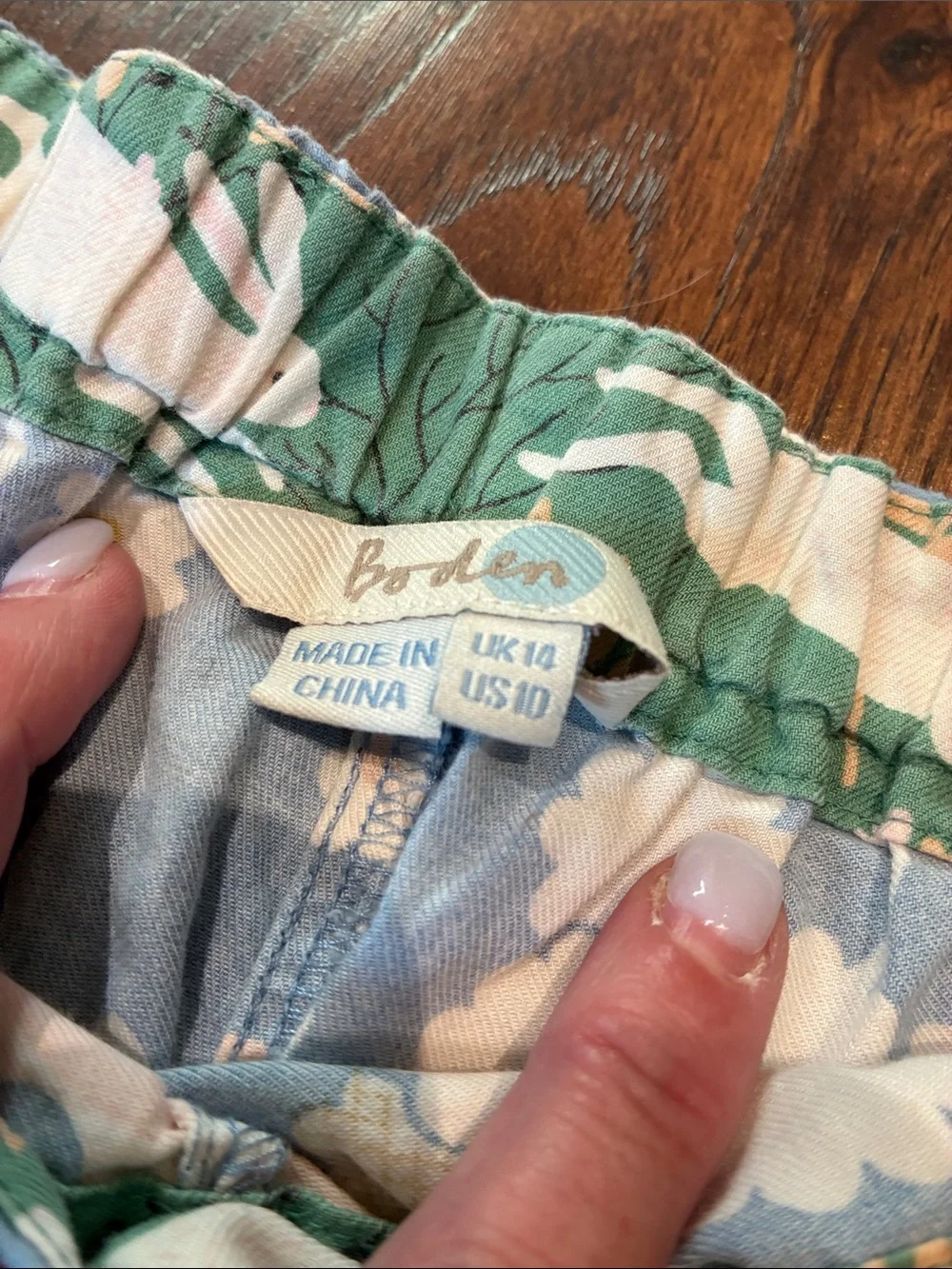 Boden Blue Floral Lounge Pajama Pants with Pink Drawstring